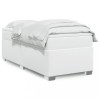 VidaXL Pat box spring cu saltea, alb, 90x190 cm, piele ecologică