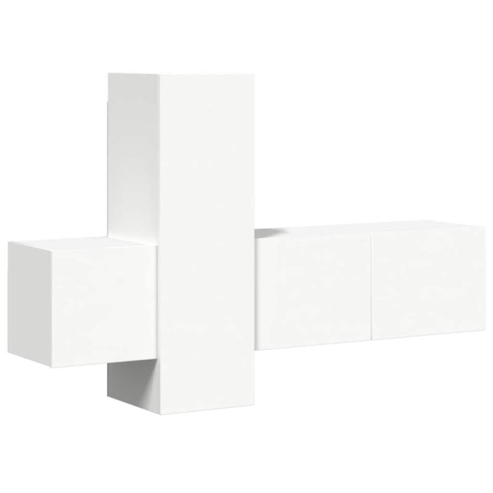 Set dulapuri TV, 3 piese, alb, lemn prelucrat