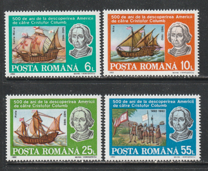 Romania 1992 - #1296 500 de Ani de la Descoperirea Americii 4v MNH