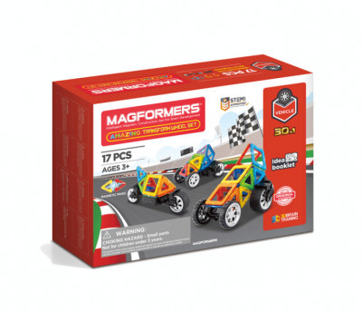 Set magnetic de construit- Magformers Vehicule 17 piese foto