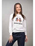 Cumpara ieftin Hanorac Sport Dama Sneakersi Quasar Alb, Bumbac, XS/S, S/M. Hanorac modern, urban, sport. Alb, Bej, Gri, Negru, Roz