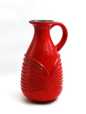 Vaza mare din Ceramica vintage mid century modern decor modernist in relief rosu FOHR Ceramik 435 - 28 Germania foto
