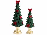 Set 2 brazi Craciun catifea verde rosie polirasina aurie 15,5x15x41 H, 12 x 12 x 31 H
