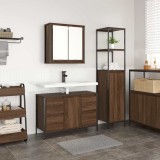 Set de Mobilier pentru Baie 2 Piese Maro Stejar din Lemn Ingineresc