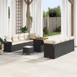 Set canapea grădină 11 piese cu perne Negru Ratan Acacia, Set dining grădină 3 piese cu perne Negru Ratan Acacia, vidaXL