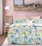 Cumpara ieftin Lenjerie de pat pentru o persoana cu husa elastic pat si fata perna dreptunghiulara, Fiorella, bumbac mercerizat, multicolor