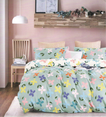 Lenjerie de pat pentru o persoana cu husa de perna dreptunghiulara, Fiorella, bumbac mercerizat, multicolor foto