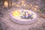 Suport lumanare handmade din ipsos cu lavanda 121038