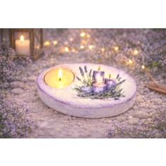 Suport lumanare handmade din ipsos cu lavanda 121038