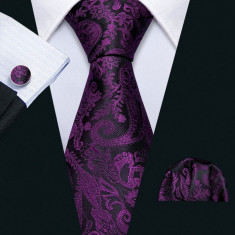 Set cravata + batista + butoni - matase naturala 100% - model 13 foto