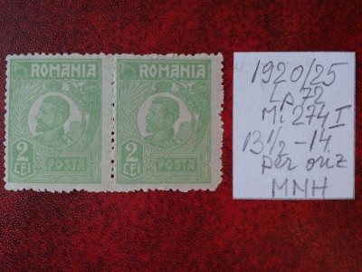1920- Romania- Ferd. b. mic Mi274-per.oriz.-MNH foto