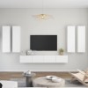 Set dulapuri TV, 6 piese, alb, lemn prelucrat