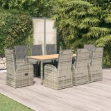 VidaXL Set mobilier grădină cu perne, 9 piese, gri, poliratan