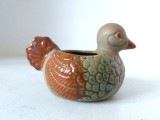 Rata ceramica, suport de ghiveci mic / miniatural, 11x7x6cm