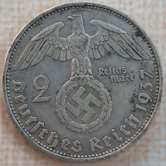 (A564) MONEDA DIN ARGINT GERMANIA - 2 REICHSMARK MARK 1937, LIT. A, NAZISTA
