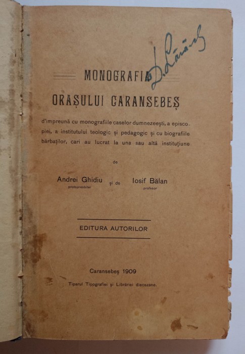 Monografia orasului Caransebes, Andrei Ghidiu, Iosif Balan, 1909 monografie Banat
