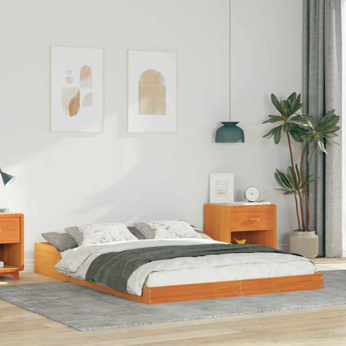 vidaXL Cadru de pat Maro ceruit 120 x 190 cm Lemn masiv de pin 873327