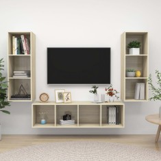 Gossi set de dulapuri tv, 3 piese, stejar sonoma, lemn prelucrat