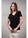TRICOU BUMBAC CU DECOLTEU IN V MARENTINO TALIE UNICA Negru