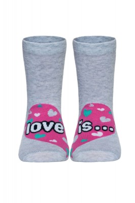 Șosete copii haioase Love is din bumbac, Funny Legs 279 - Gri Deschis, 36-38 (24) foto