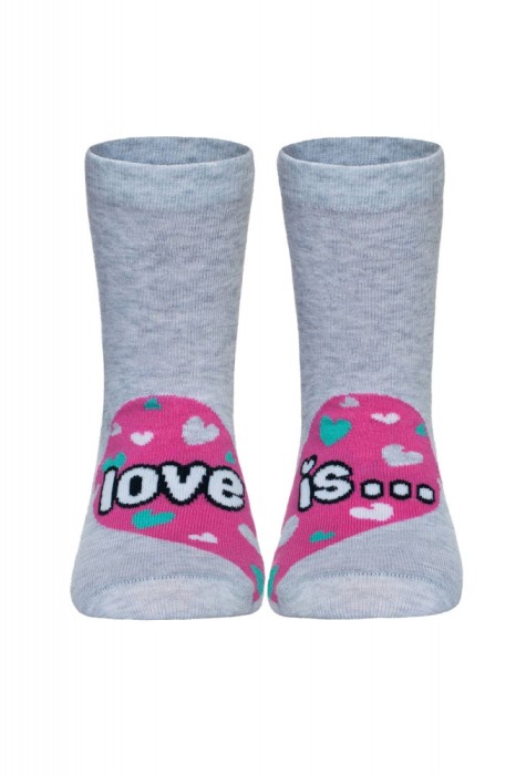 Șosete copii haioase Love is din bumbac, Funny Legs 279 - Gri Deschis, 36-38 (24)
