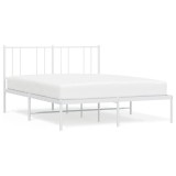 Cumpara ieftin Cadru de pat metalic cu tablie, alb, 135x190 cm