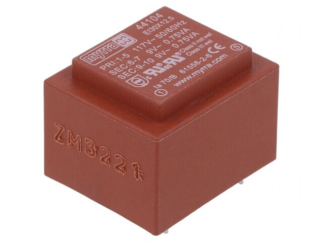 Transformator &icirc;ncapsulat 1,5VA 117VAC 9V 83mA PCB