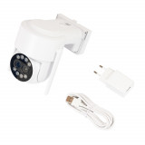 Cumpara ieftin Camera supraveghere video wireles PNI IP217, Wi-Fi, PTZ, Dual Lens 2MP + 2MP, 8 LED-uri IR, slot micro SD, alb
