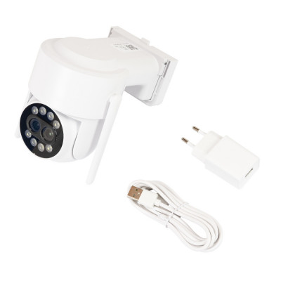 Camera supraveghere video wireles PNI IP217, Wi-Fi, PTZ, Dual Lens 2MP + 2MP, 8 LED-uri IR, slot micro SD, alb foto