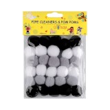 Set 30 pompoane pentru activitati Crisalida, diametru 20 mm, Negru