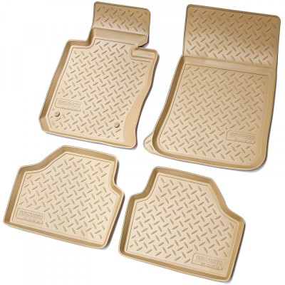 Set de 4 covorase bej cauciuc 3D stil tavita premium pentru BMW X1 E84 2009-2015 foto