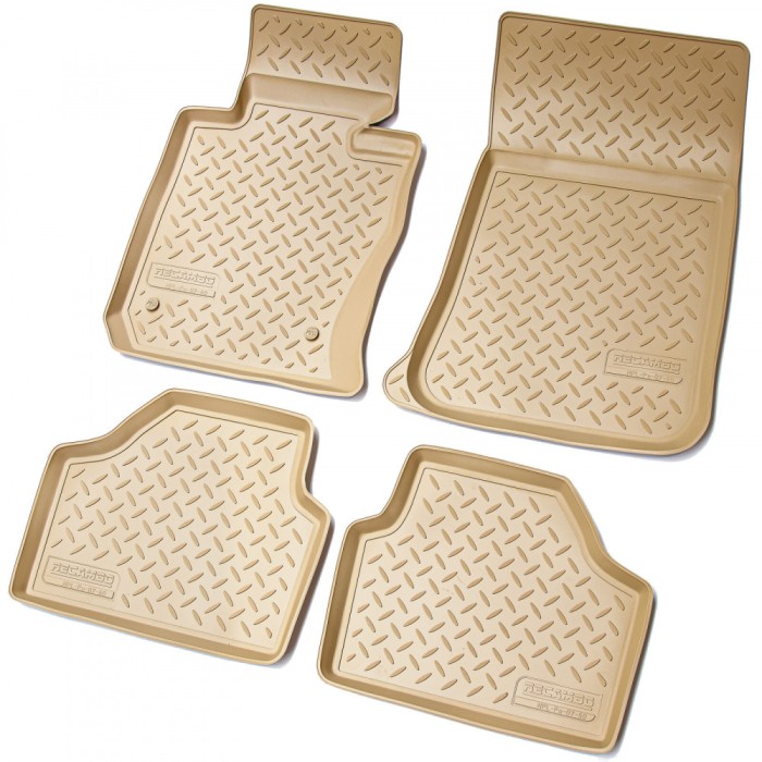 Set de 4 covorase bej cauciuc 3D stil tavita premium pentru BMW X1 E84 2009-2015