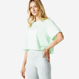 Tricou 520 Fitness Crop top Verde deschis Damă, Domyos