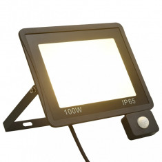 vidaXL Proiector LED cu senzor, 100 W, alb cald foto