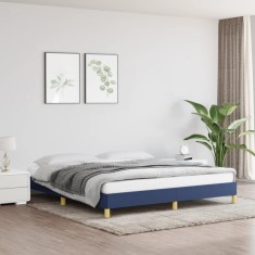 Cadru de pat fără saltea, albastru, 180x200 cm, textil foto