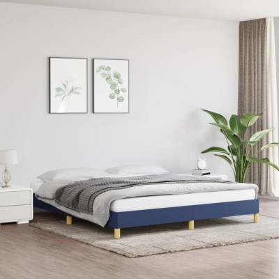 vidaXL Cadru de pat fără saltea, albastru, 180x200 cm, textil foto