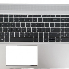Carcasa superioara cu tastatura palmrest Laptop, HP, ProBook 450 G7, 455 G7, L45091-B31, L45090-001, iluminata, layout US
