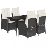 Cumpara ieftin Set mobilier de gradina cu perne, 5 piese, negru, poliratan