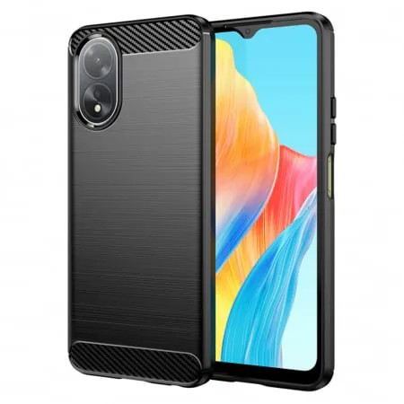 Husa silicon Oppo A38 Carbon Negru Techsuit