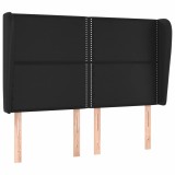 Cumpara ieftin Tablie de pat cu aripioare, negru, 147x23x118/128 cm, piele eco