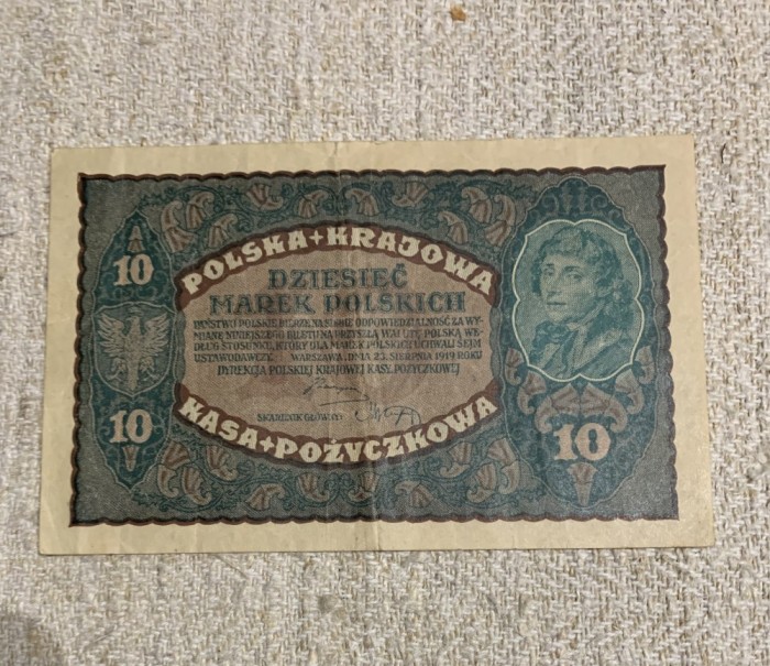 Bancnota 10 marek 1919 Polonia