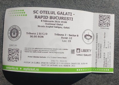 Bilet meci Otelul Galati - Rapid Bucuresti, 8 februarie 2025, ptr colectionari foto