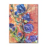 Tablou 3D cu flori pictat manual, Flori mov, indigo, stilizat, 40x30cm acril pe panza in cutit, Kenny Varniote