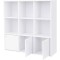VASAGLE Biblioteca din lemn, cu 9 cuburi, 3 dulapuri inferioare, 98x98x29cm, alb Household NewTrend