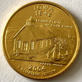 AMERICA QUARTER 1/4 DOLLAR 2004 LITERA D. (FUNDATIE IN EDUCATIE-IOWA) PLACAT AUR, America de Nord, Cupru-Nichel