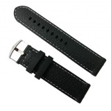 Curea Neagră Silicon, cusătură albă - 22mm