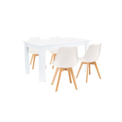 Set de masă Zara 4+1 alb-alb foto