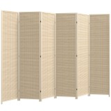 HOMCOM Paravan cu 4 Panouri Pliabil din Lemn și Bambus, &Icirc;nălțime 180cm | Aosom Romania