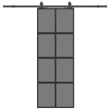 Cumpara ieftin Usa glisanta cu set feronerie neagra 76x205cm sticla securizata
