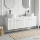 Cumpara ieftin Set dulap baie 3 buc. Alb foarte lucios 157 x 44,5 x 82 cm